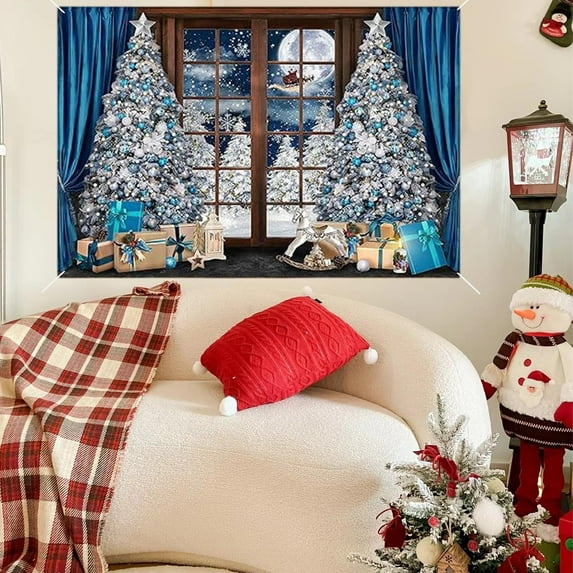 RXIRUCGD Large Holiday Themed Christmas Tapestry Wall Decor - Soft Polyester Fabric Hanging Blanket for Living Room Bedroom Seasonal Celebration Display