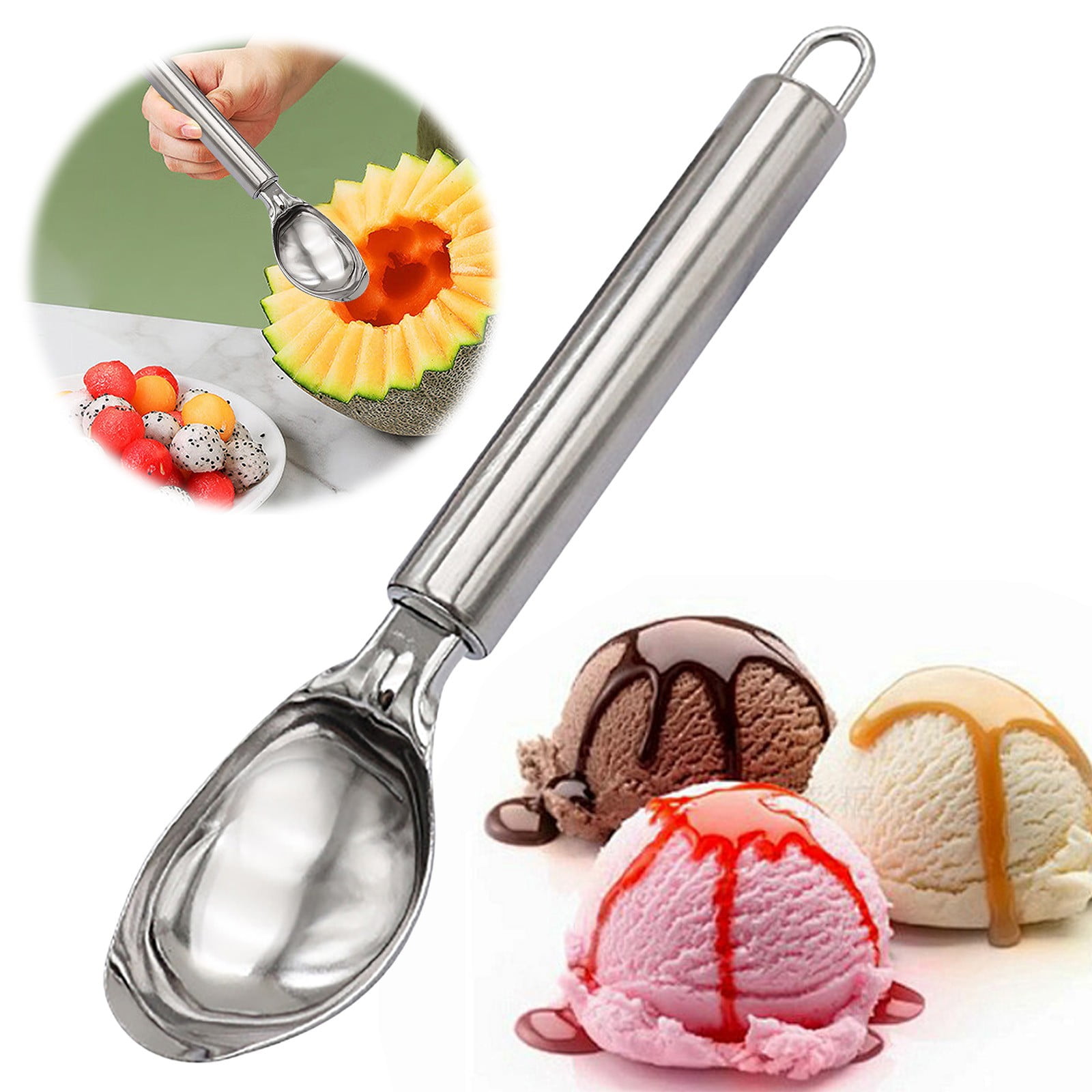RXIRUCGD Large Ice Cream Scoop Watermelon Scoop 7.6-Inch Non-Stick ...
