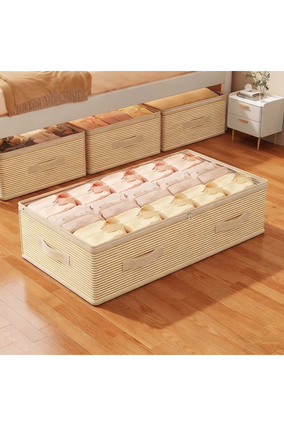 Large Under Bed Storage Organizer with Transparent Window for Blankets Bedding and Seasonal Clothing Foldable Space-Saving Fabric Box