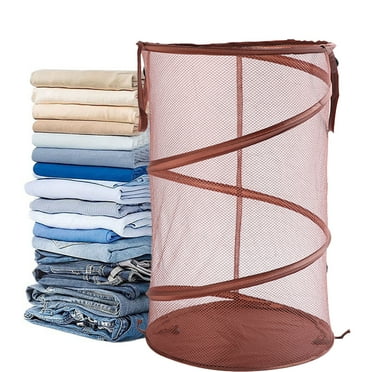 RXIRUCGD Laundry Baskets, Convenient Laundry With Foldable Mesh Basket Wide Opening And Side Pockets - Breathable Sturdy Foldable And Space Saving Clothing And Storage Design,Coffee