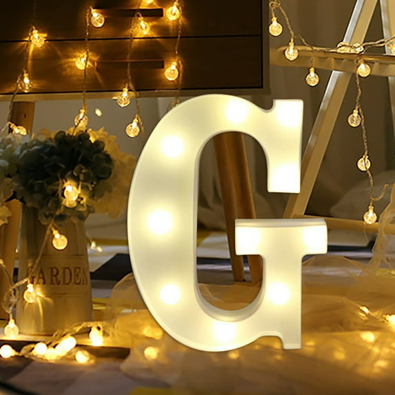 RXIRUCGD Light Up Letter Led Light, Remote control Alphabet Letter Lights LED Light Up White Plastic Letters Stand G