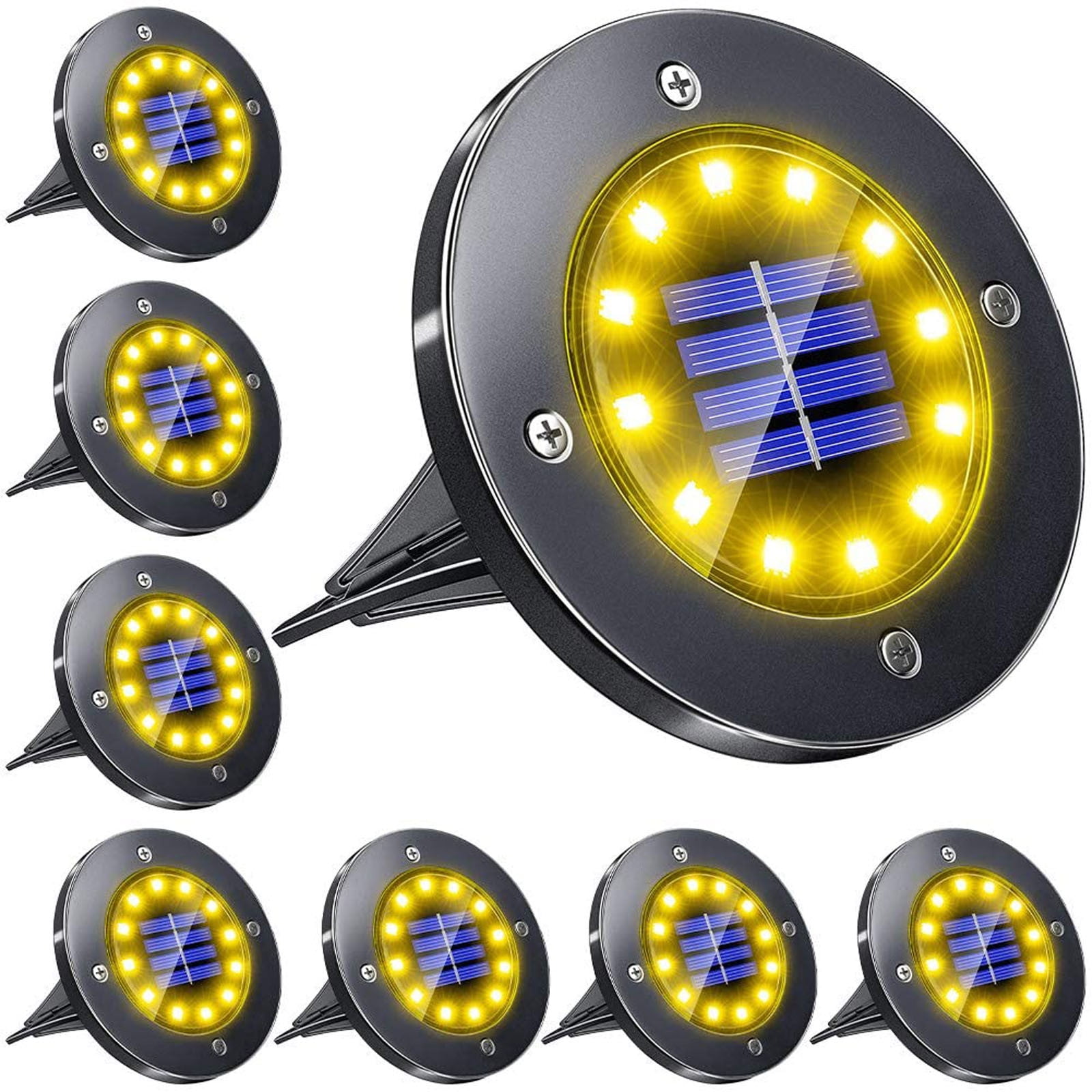 RXIRUCGD Lights Outdoor With 12 LEDs Black Frosted Ground Lights ...