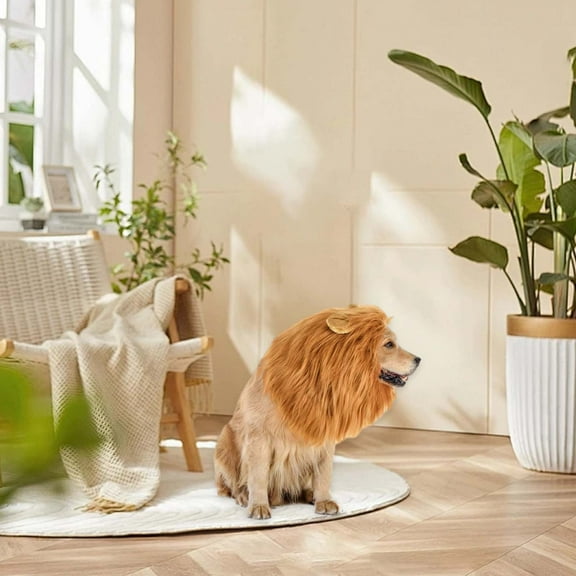 RXIRUCGD Lion Mane, Mane Wig For Dogs With Ears Funny Pet Cloth For Halloween Christmas,Khaki