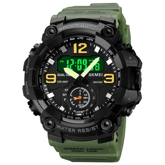 RXIRUCGD Men's Digital Sports Watch with LED Backlight and Multiple Functions - Water Resistant Casual Watch with Alarm Stopwatch and Date Display for Outdoor Activities