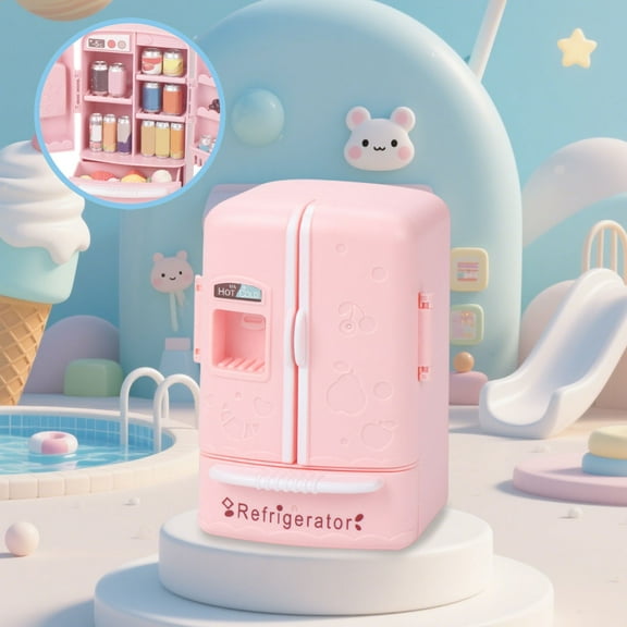 RXIRUCGD Miniature Refrigerator Kitchen Play Toy Set for Doll House with Realistic Food Details Role Playing Game Parent Child Interaction DIY Scene Decoration