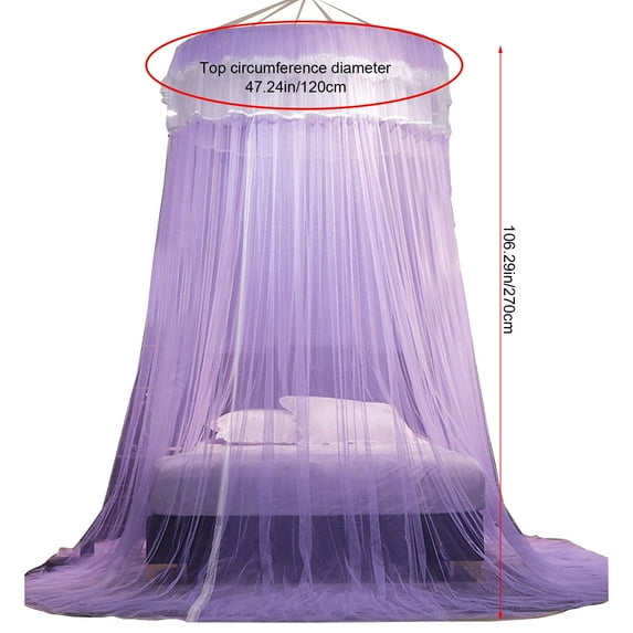 RXIRUCGD Mosquito Net, Bed Canopy For Girls Canopy Bed Curtains Round Lace Dome Elegant Lace Princess Canopies Bed Netting Bedroom Indoor Outdoor Decor For Girls Boys Adults,Purple