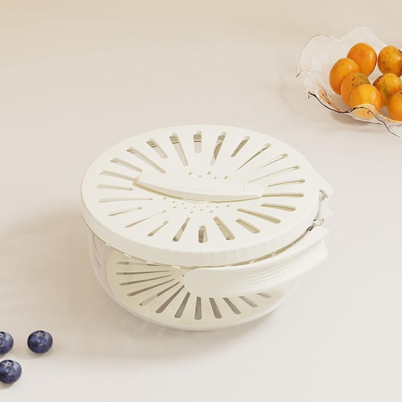 RXIRUCGD Multi-Functional Leak-Proof Fruit Storage Container - Large Capacity Refrigerator Organizer with Drainage Basket, Ideal for Fresh Berries and Outdoor Picnics