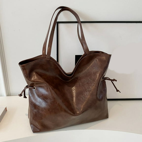 RXIRUCGD Oversize Pu Leather Tote Bag for Women Solid Color Casual Weekender Bag Large Capacity Shopper Handbag Travel Purse Birthday Mothers Day Gifts