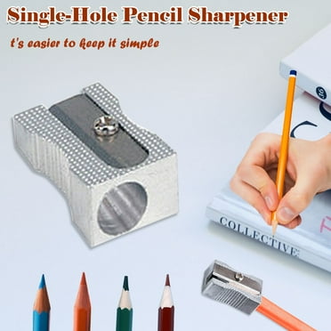 RXIRUCGD Pen Sharpener, 2pc Metal Mini Pencil Sharpeners Silver Single Hole Aluminum Alloy Handheld Sharpener Manual Pencil Sharpeners for Pencils, and Classroom Supplies,White