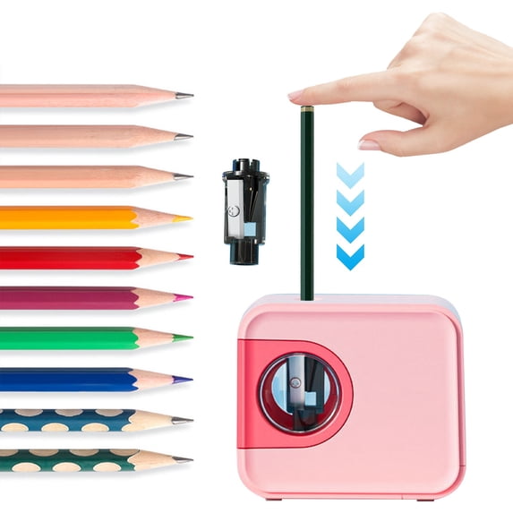 RXIRUCGD Pencil Sharpener, Electric Pencil Sharpener For Colored Pencils Battery Operated Pencil Sharpeners 6-8mm Pencils Hole For Office Term Begins Artists Adults Youngster,Pink