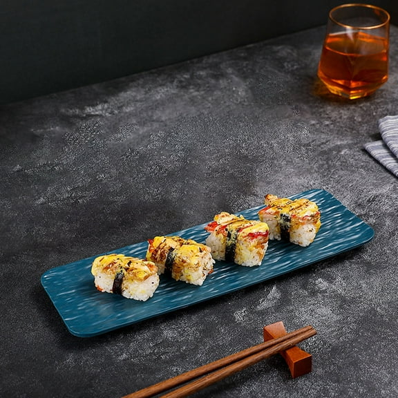 RXIRUCGD Rectangular Plastic Sushi Serving Tray Party Platter for Entertaining Appetizers Snacks Versatile Food Display Dish Durable Kitchen Essential