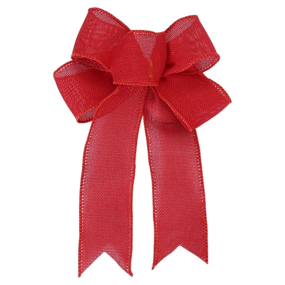 RXIRUCGD Red Linen Flocked Christmas Bow - Festive Ribbon Decoration for Wreath Tree and Holiday Gift Wrapping