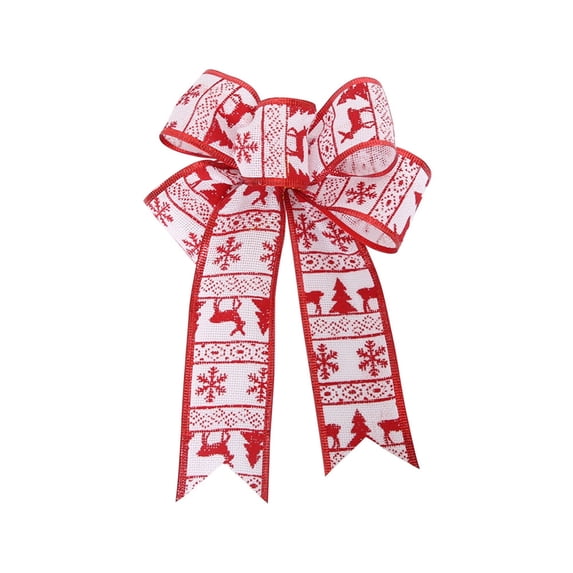 RXIRUCGD Red Linen Flocked Christmas Bow - Festive Ribbon Decoration for Wreath Tree and Holiday Gift Wrapping