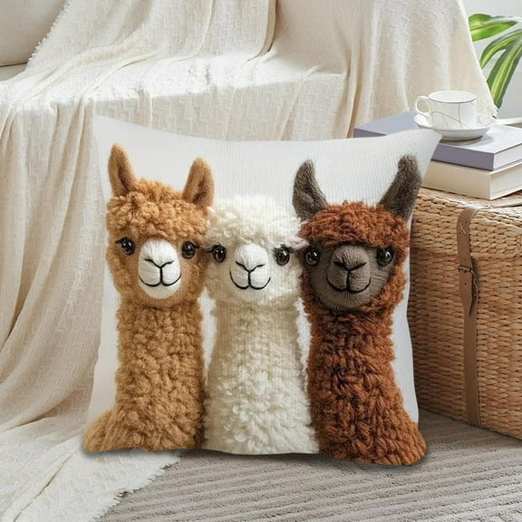 RXIRUCGD Reversible Alpaca Print Pillow Cover - Soft Fabric Sofa Cushion Case Pillowcase for Living Room Bedroom Home Decor