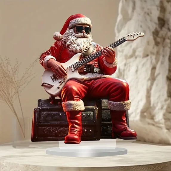 RXIRUCGD Santa Claus Resin Desktop Standee for Christmas Decoration and Holiday Cheer, Colorful Acrylic Tabletop Display for Home and Office Festive Atmosphere