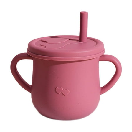 RXIRUCGD Silicone Cups With Straw Feeding Cups With 2 Handles And For Infants Random Designss For Drinks And Snacks