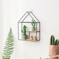 thumbnail image 1 of RXIRUCGD Small House Wall Shelf - Double Layer Iron Frame with Wood Shelves - European Style Home Decor - Easy No Drill Mounting Storage Rack, 1 of 6