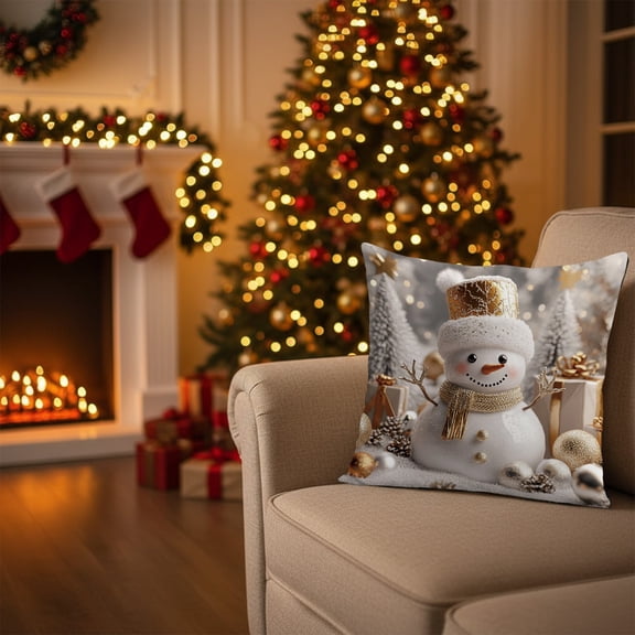 RXIRUCGD Snowflake Pattern Decorative Throw Pillow Cover, Winter Themed Sofa Cushion Case for Coffee Shop Decor, Soft Plush Fabric with Seasonal Designs
