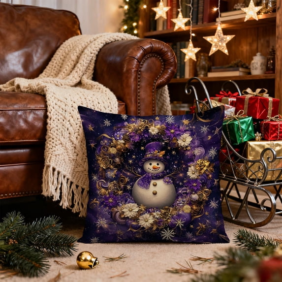 RXIRUCGD Snowflake Pattern Decorative Throw Pillow Cover, Winter Themed Sofa Cushion Case for Coffee Shop Decor, Soft Plush Fabric with Seasonal Designs