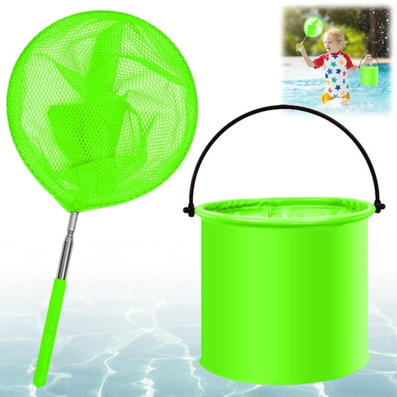 RXIRUCGD Stainless Steel Telescopic Fishing Net with Folding Bucket for Outdoor Activities Pool Cleaning Butterfly Catching Durable Construction Easy Maintenance for Kids Adults