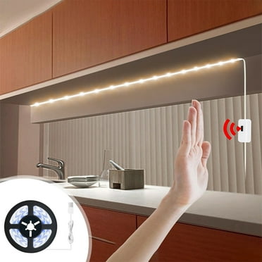 RXIRUCGD Strip Light Night Light, Motion Sensor Strip- LED Counter Lights- Upgraded USB Power Supply Operated LED Strip For Wardrobe-Stair-Pantry-Under Cabinet-Cupboard-Bed-Locker,Warm Light
