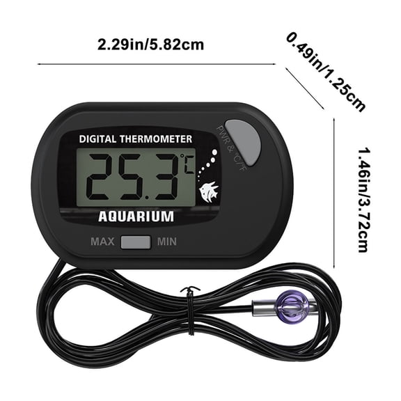 RXIRUCGD Temperaturer, Upgrade Model Fish Tank Temperaturer Reptile Turtle Suction Cup Pet Aquarium With Probe Impervious To Water Electronic Temperaturer,Black