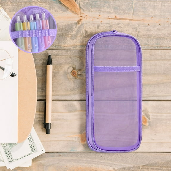 RXIRUCGD Transparent Pencil Case Double-layer Mesh Pencil Pouch Large Capacity Pen Bag Portable Aesthetic Stationery Supplies for Travel Office College