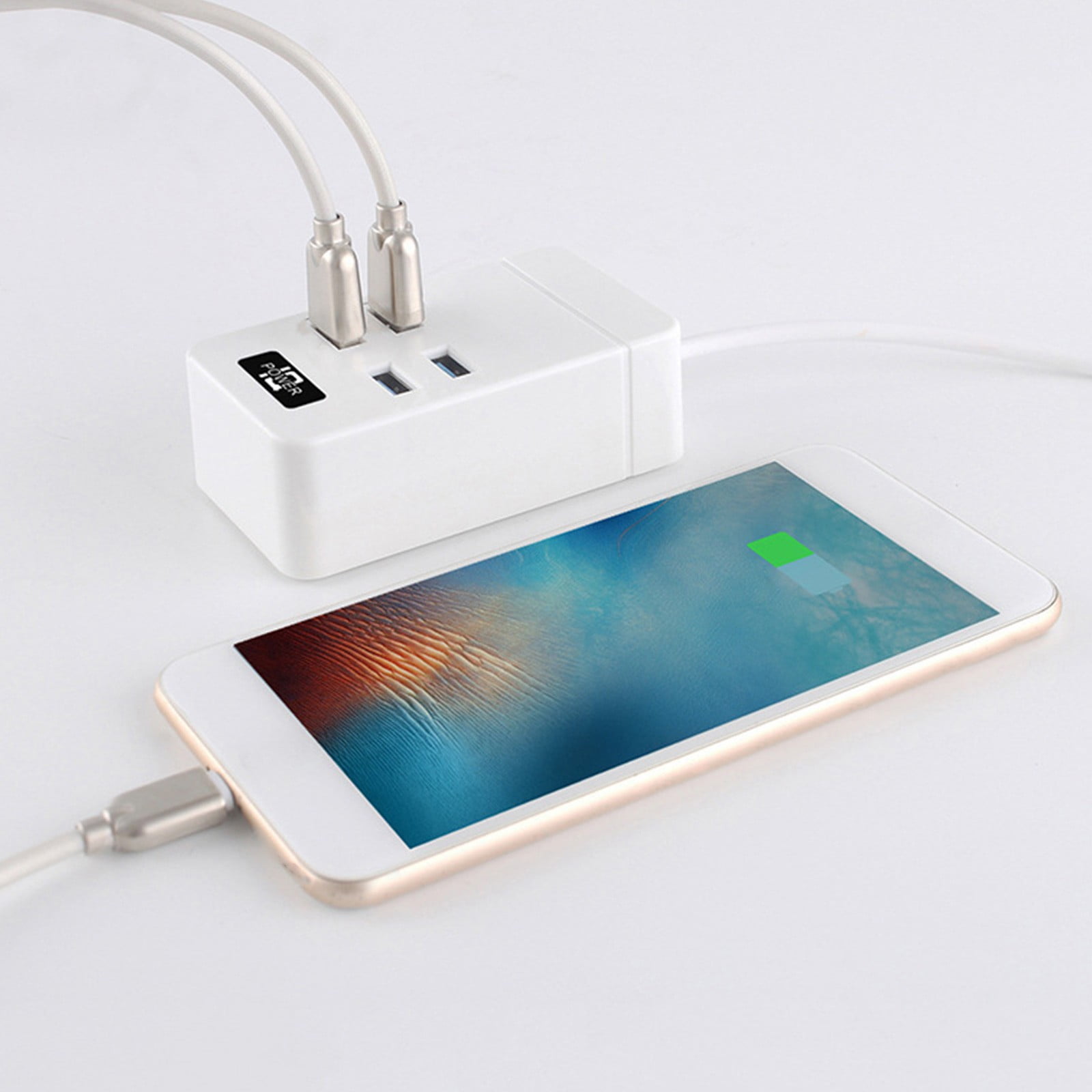 RXIRUCGD USB Power Socket, Four USB Interface Sockets With Sturdy Material Intelligent Shunt And Fast Charging,White