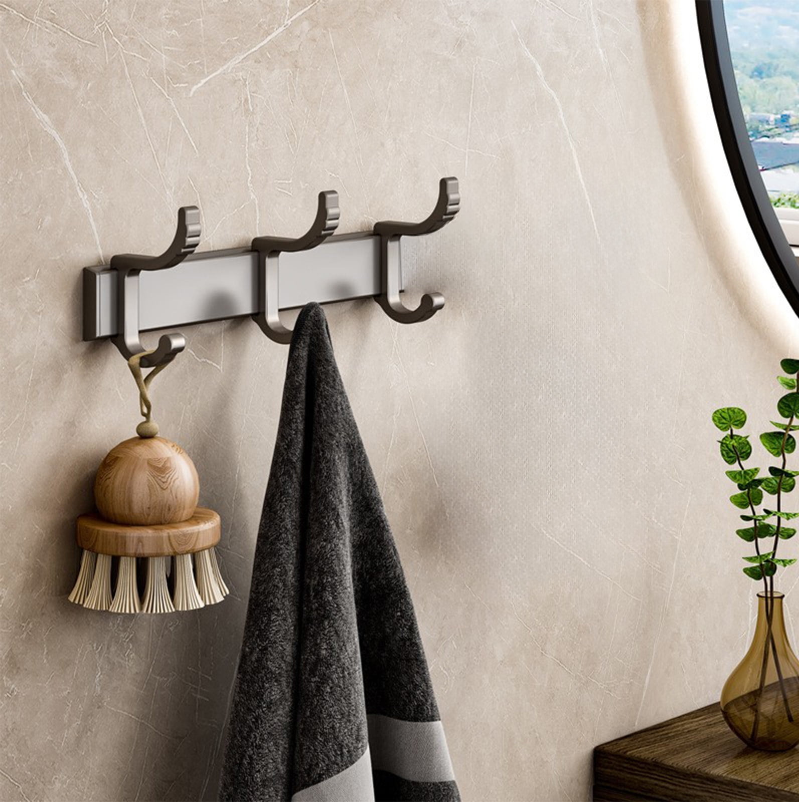 RXIRUCGD Wall Hooks Towel Hanger, Hook Of No-punch Bathroom Wall Space ...