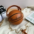 thumbnail image 1 of RXIRUCGD Women's Basketball Shoulder Bag Messenger Bag Handbag Round Bag PU Chain Bag, Zipper Closure, Birthday Mothers Day Gifts, 1 of 7