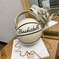thumbnail image 1 of RXIRUCGD Women's Basketball Shoulder Bag Messenger Bag Handbag Round Bag PU Chain Bag, Zipper Closure, Birthday Mothers Day Gifts, 1 of 7