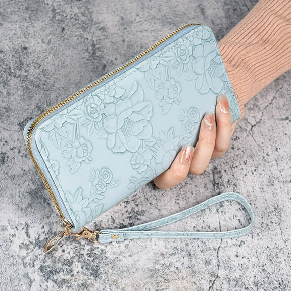 RXIRUCGD Women's Wallet with Tassels Large Capacity Zipper Ladies Card Holder RFID Blocking Wristlet PU Leather Change Wallet with Hand Rope