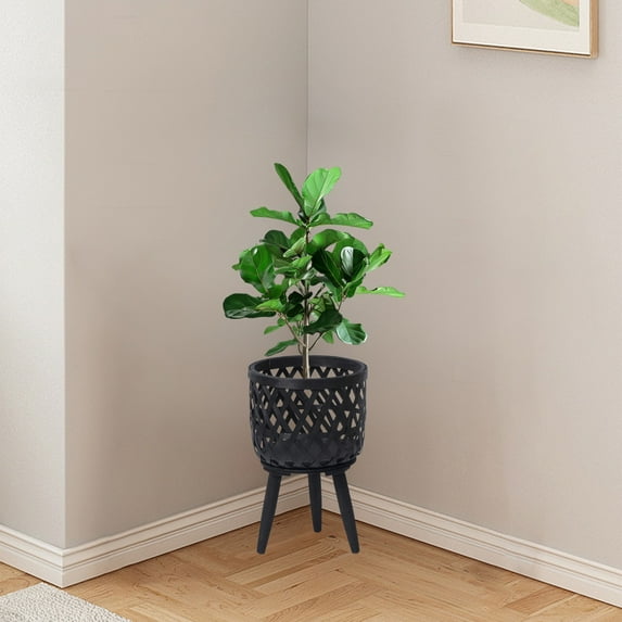 RXIRUCGD Wooden Woven Flower Pots Indoor Balconies Living Rooms Plants Potted Plants Wooden Weaving Wooden High Legged Floor Standing Flower Racks