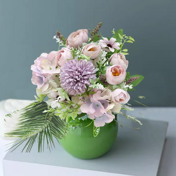 RXIRUCGD Artificial Rose Peony Carnation Hydrangea Bouquet - 7 Stem Floral Arrangement for Wedding Photography and Home Centerpiece Decor