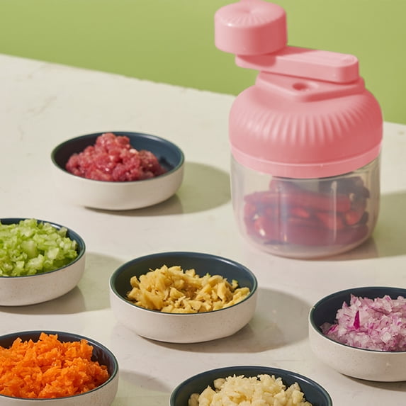 RXMEKW Baby Food Processor Mini Hand-Crank Garlic Chopper, 250Ml Pull Food Processor for Salsa