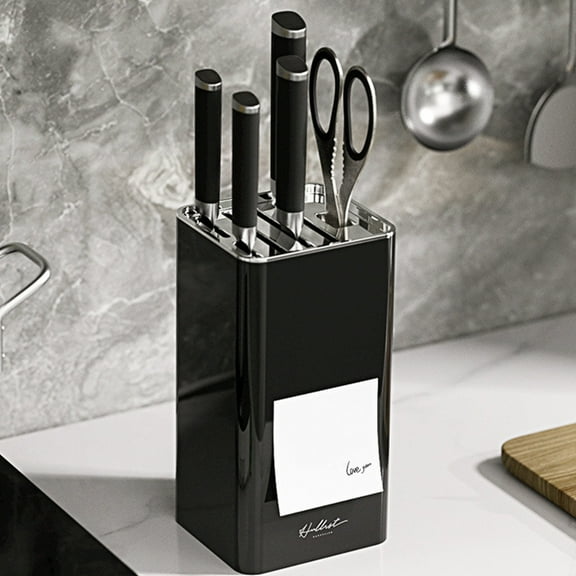 RXMEKW Black Kitchen Utensils Household Knives, Kitchen Knife Holder, Space Saving Kitchen Utensil Holder, Knife Storage with Scissor Slots