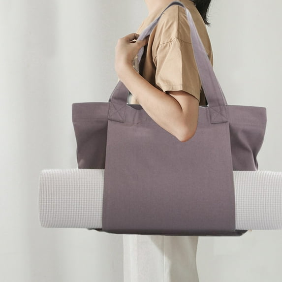RXMEKW Canvas Tote Bag Canvas Shopping Bag with Yoga Mat Carrying Pocket for Office, Exercise, Pilates, Travel, Beach and Gym Use