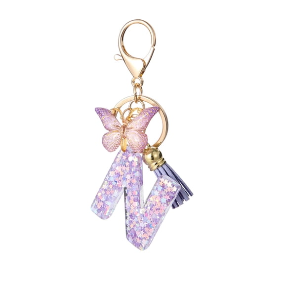 RXMEKW Car Key Chain Fashion 26 Letter Keychain Pendant Bow Tassel Keychain Elegant and Stylish Multifunctional Use