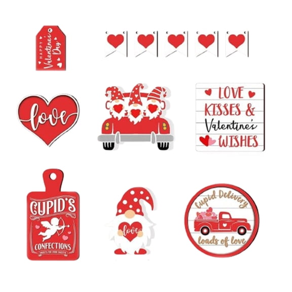 RXMEKW Christmas Ornaments Set,Home Wooden Decorative Pieces for Valentine's Day and Holiday Season Desktop Display