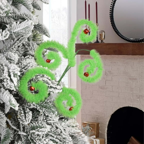 RXMEKW Christmas Tree Decorations Christmas Green Furry Pine-Cone Cuttings Tree Ornament 12-Pack