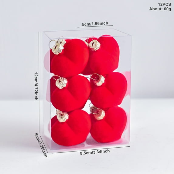 RXMEKW Christmas Tree Ornaments,Festive Heart Shaped Baubles Set of 12 for Seasonal Home and Holiday Decor