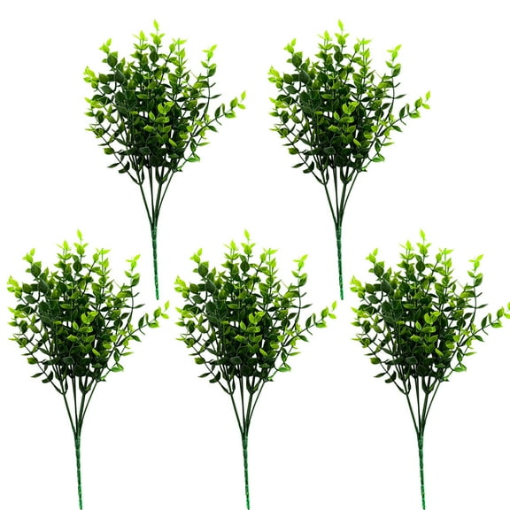 RXMEKW Fake Eucalyptus,Artificial 7 Branch Silver Dollar Gum Leaf Stem Plastic Greenery Decor Set of 5