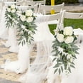 thumbnail image 1 of RXMEKW Flowers for Decoration Wedding Aisle Chair Decoration Flower Rose Wedding Chair Back Flowers with Leaves and Ribbon Chair Flowers Wedding Ceremony Decoration, 1 of 8