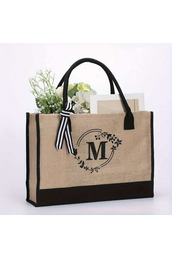 Gifts for Women Personalized Jute Tote Bag Cosmetic Pouch Beach Gift 1-Set