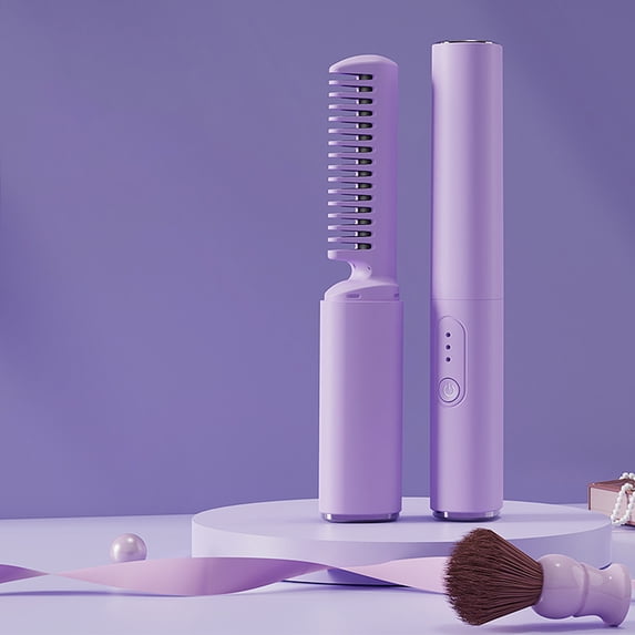 RXMEKW Hair Curling Iron Home Portable Straight Hair Comb Wireless Hair Straightener Curling Iron Small Rechargeable Portable Travel