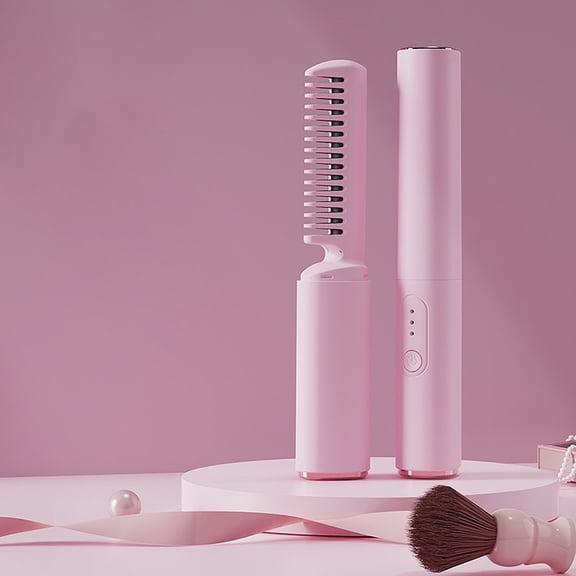 Wireless Crinis Straightener Comb Blue 185x32x25mm, Portable Charging Travel Curling Iron 30W For Home Use