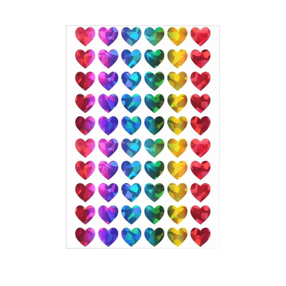 RXMEKW Heart Stickers,Holographic Valentine's Day Stickers 10 Pcs Self Adhesive Paper Hearts for Love Notes Gift Wrapping and Craft Decorations