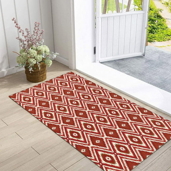 RXMEKW Kitchen Mats for Floor Washable and Non-Linting European Retro Plaid Print Floor Mats Door Mats Sewer Mats Kitchen Bathroom Non-Slip Mats