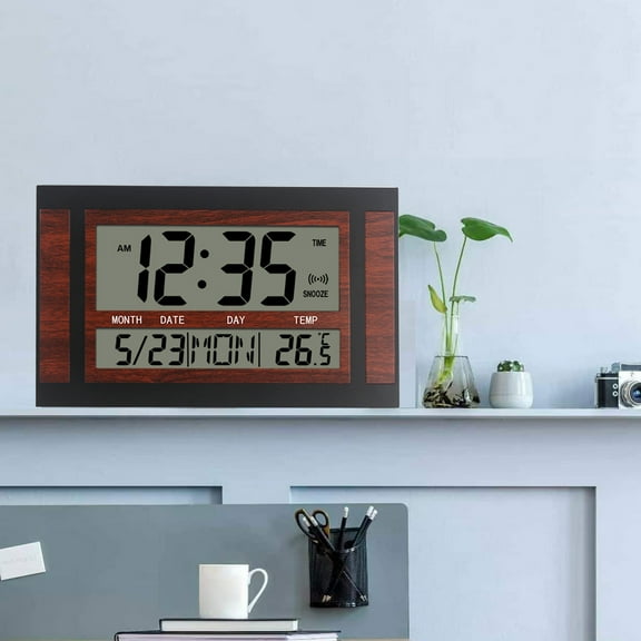 RXMEKW Large Lcd Silent Electronic Wall Clock with Date, Alarm, Temperature Display, Anniversary Reminder Timer, Suitable for Desktop/Wall