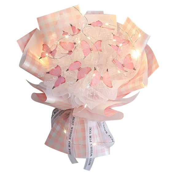 RXMEKW Led Lights for,Artificially Crafted Illuminated Bouquet with Butterflies Assortment and Floral Arrangements Kit for Anniversary Valentines Day Birthday Engagement Gifting